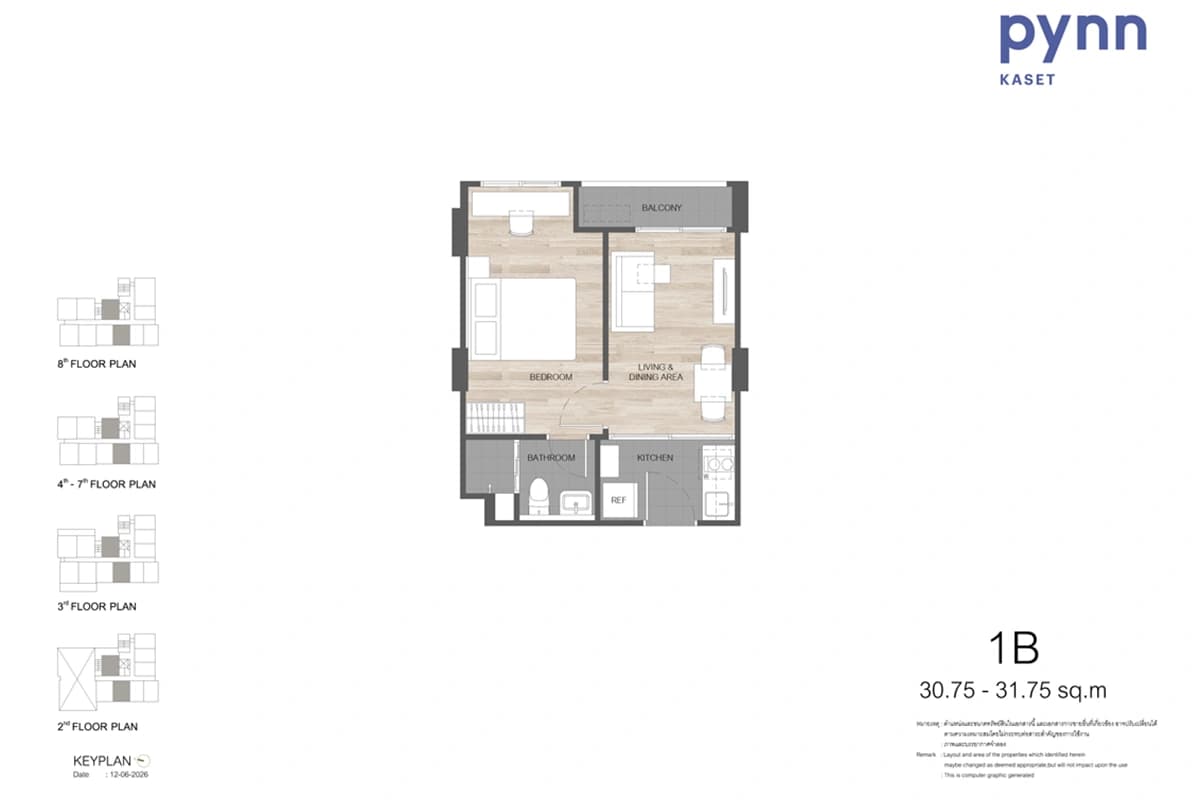1 Bed 30–32 ตร.ม.